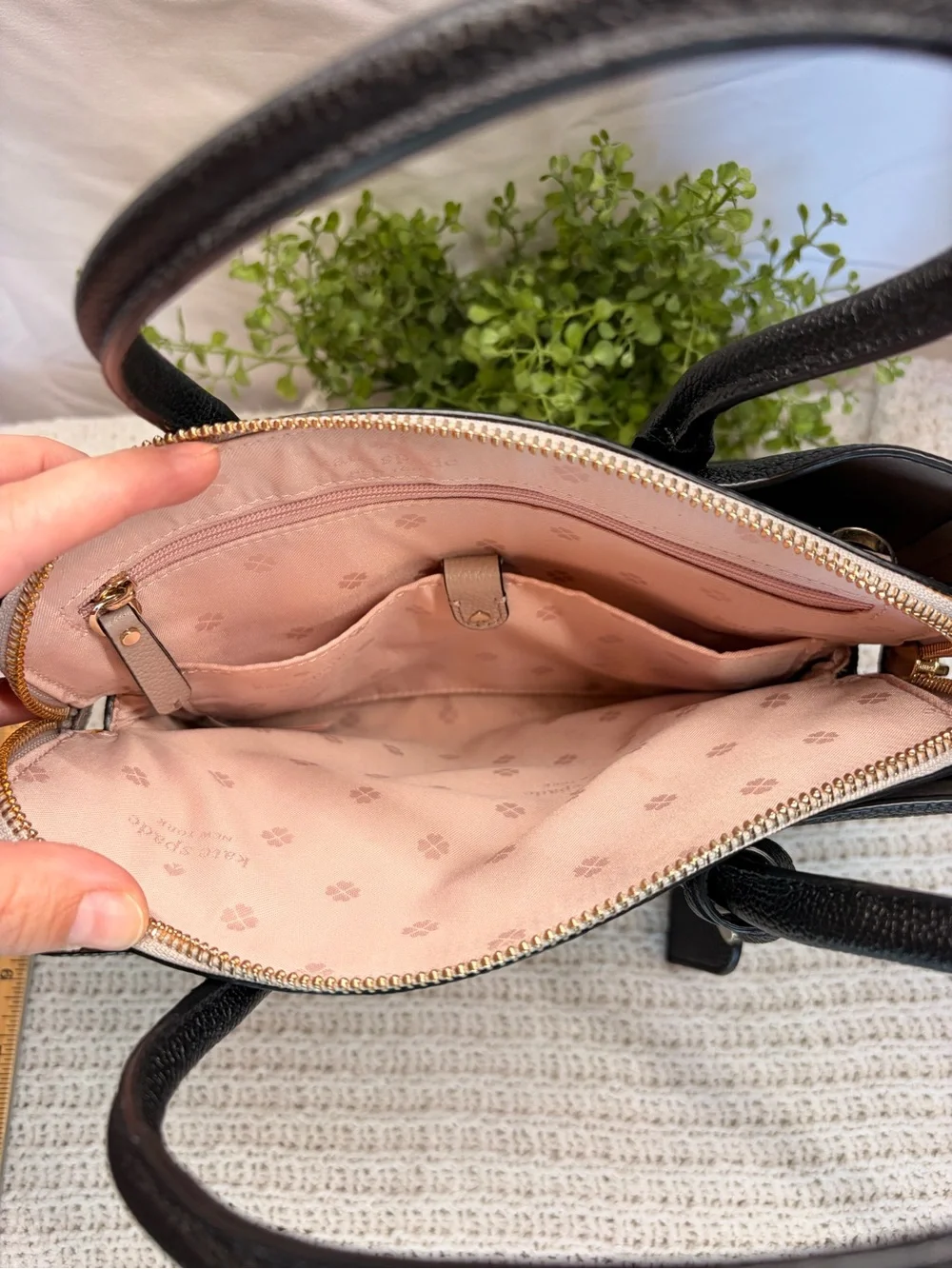 kate spade Black Pebbled Leather Satchel with Removable Strap
